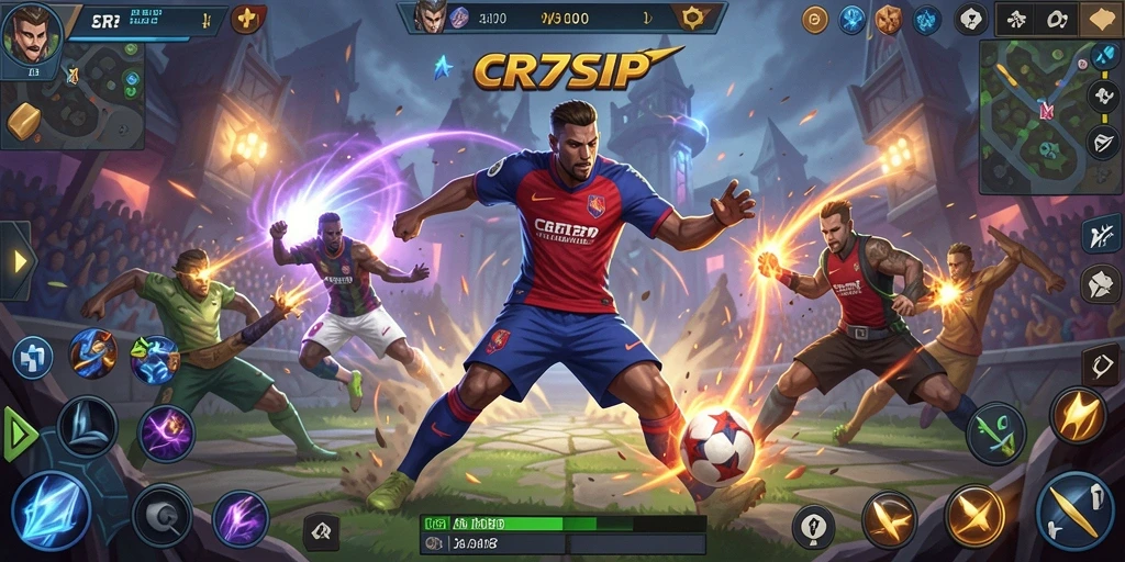 Gameplay mendebarkan di arena pertarungan MOBA CR7SIP.