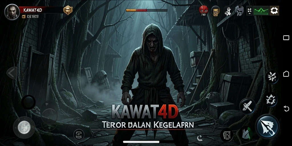 Gameplay menegangkan KAWAT4D dengan suasana horror yang kental.